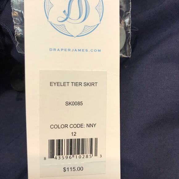 NWT Draper James Eyelet Tiered Navy Skirt Cotton sz 12 - Picture 4 of 13